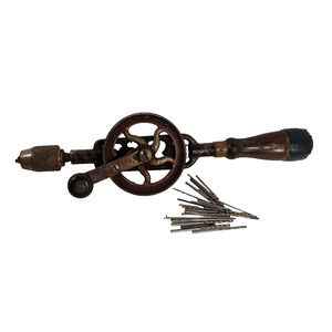 Antique MILLERS FALLS No 5 Egg Beater Hand Drill w/ 24 Drill Bits Vintage READ